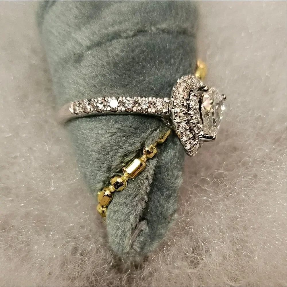 Zales Royal Asscher Pear Diamond Ring 1.5 CTW 14K White Gold Size 7.25 Halo